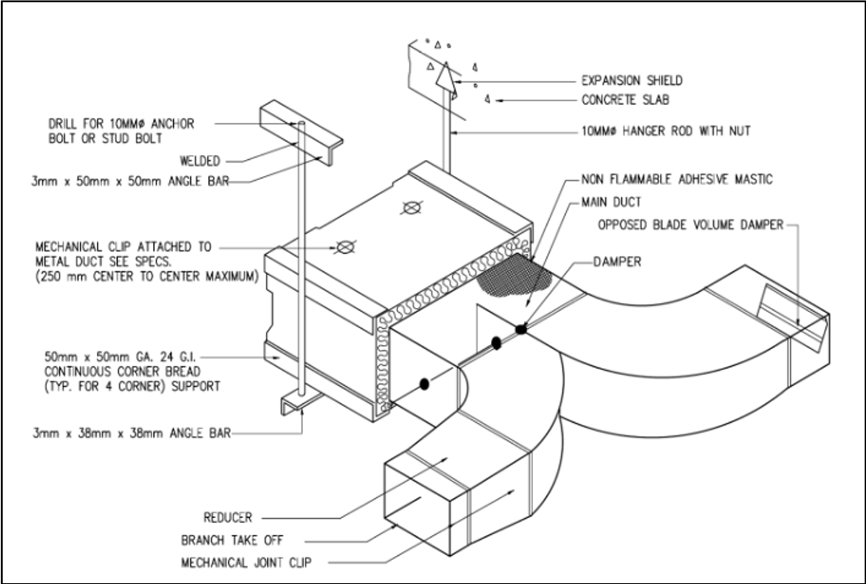 Ductwork isometry and hanger detail — Peninsula 8